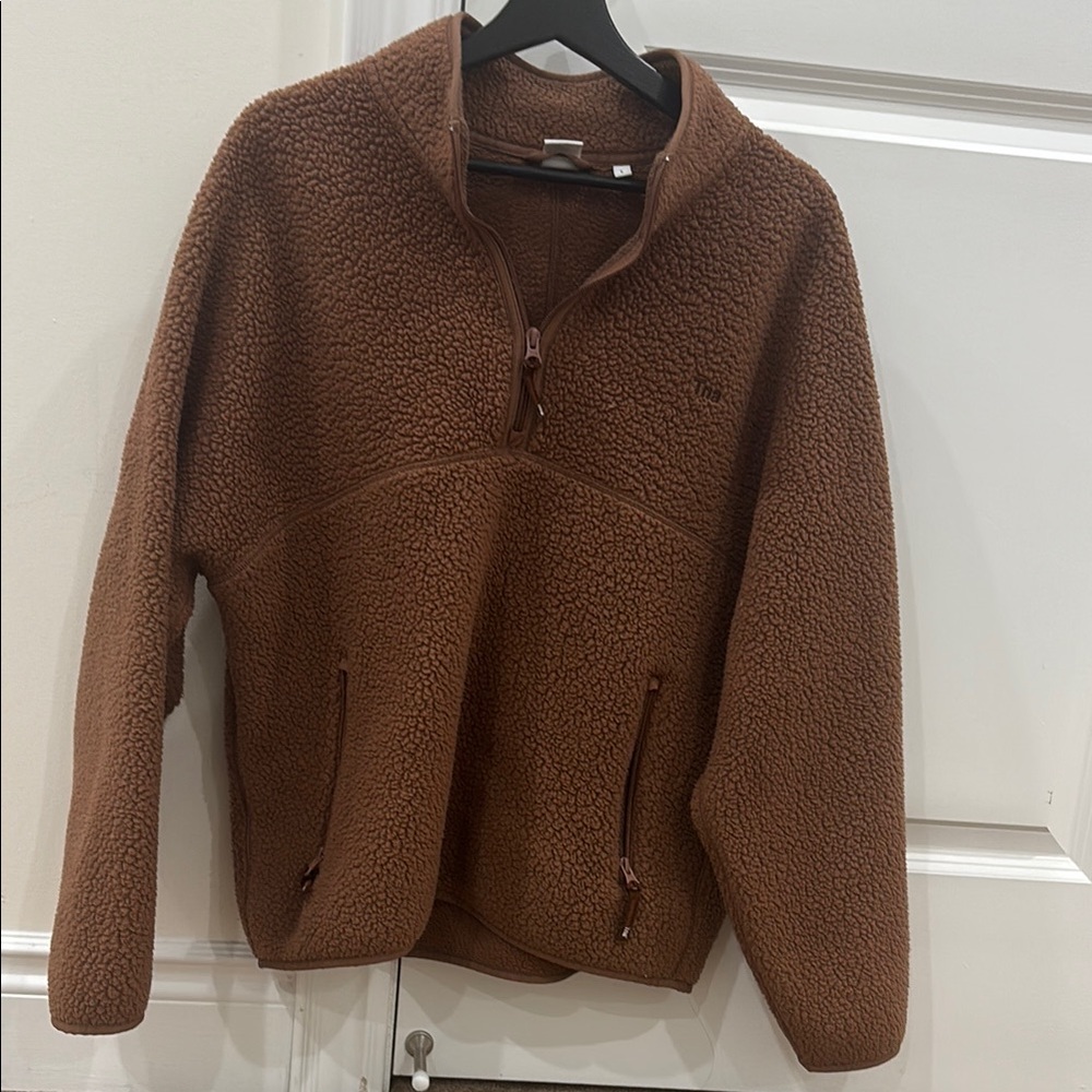Brown Sherpa Quarter-Zip Pullover